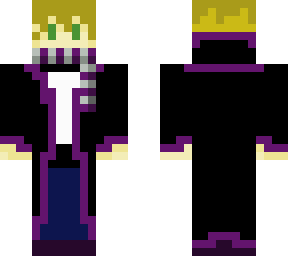 blonde man in purple and black coat