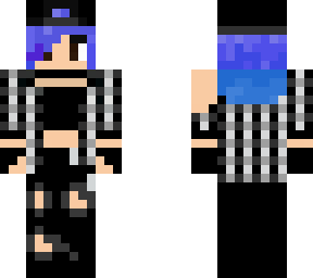 blue and black short hair w/ all black