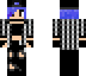 blue and black short hair w/ all black