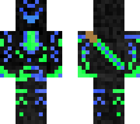 blue and green robot boi