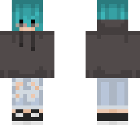 blue haired black hoodie girl
