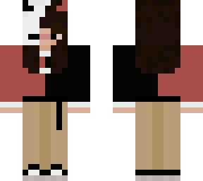 half black half red masked girl