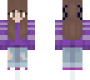 purple sweater girl with brown hair