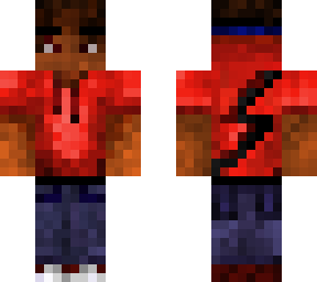 red hoodie with lightning bolt