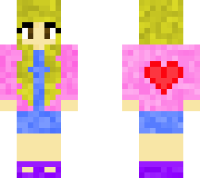 skin girl blue and pink, purple