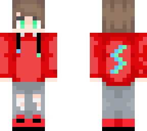 coral hoodie green lightning bolt boy skin