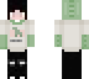 female with dark hair and dino hoodie