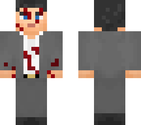 heavily injured man in grey suit
