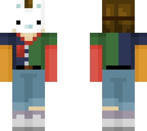 colored sweater & bunny mask
