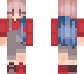 red and brown overalls