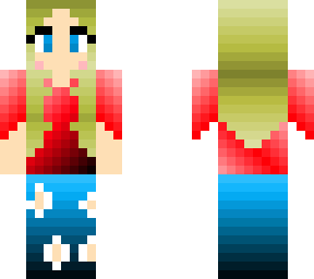 red shirt and blue jeans girl