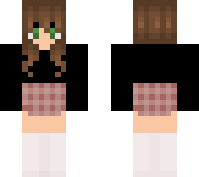 brown haired plaid skirt