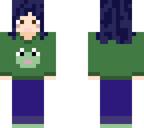 frog sweater blue hair girl