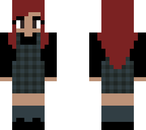 redhead girl in plaid dress