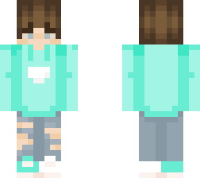 teal sweatshirt with ripped jeans