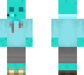 cyan slime w/ baby blue hoodie, headset, and sweatpants