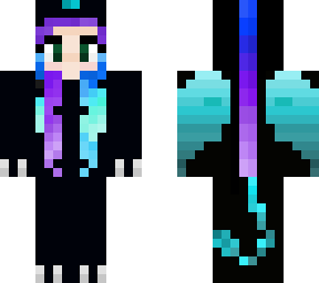 dragon girl teal, purple,and blue fade