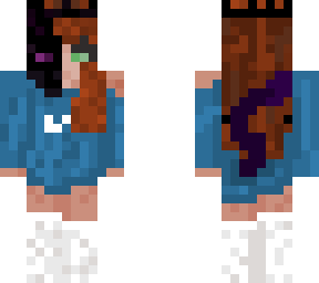 ender girl wearing oversized blue hoodie with white socks