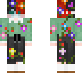 flower skin w/mask and green shirt + collar shirt.