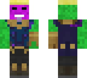 purple face yellow hair man