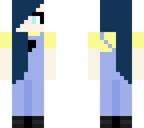 cute blue haired overalls