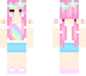 cute strawberry ponytails, rainbow top, flower crown (hair base by jingles)