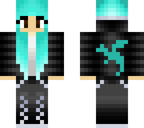 dragon girl with teal hair and headphones