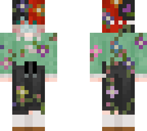 mask w/ green shirt + undershirt and pants w/dead flowers (worn down)