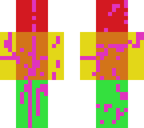 the rainbow person jumped into pink water