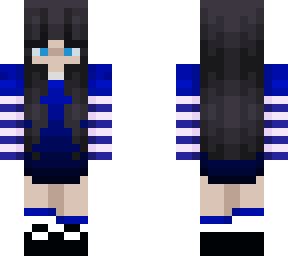 black haired girl in blue striped shirt (im back!)