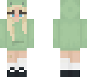 blonde and blue eyes girl. frog suit