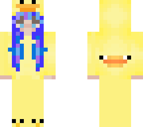 blue hair in duck costume!