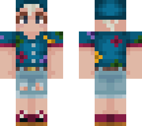 blue hawaiian shirt and beanie