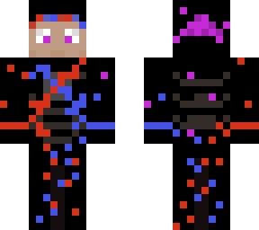 red and blue power suit