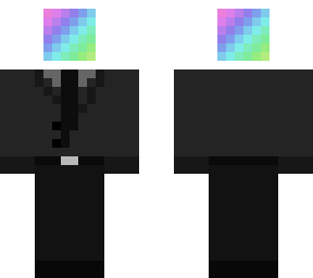 rainbow head person in suit