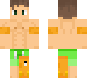 boy wearing green swimtrunks