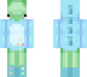 frog in blue dinosaur hoodie