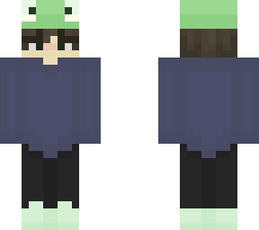froggie hat with blu sweater