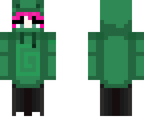 girl pink hair frog hoodie