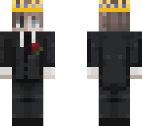 half and half brunette boy in a tux