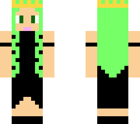 black dress w/ green hair