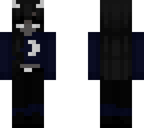 black hair, blue moon hoodie, white hornss