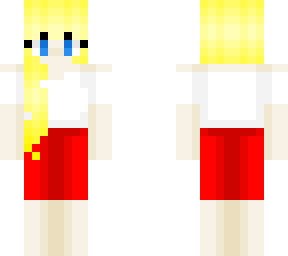 blond girl in a red and white dress edit