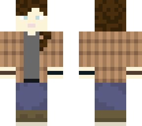 brown/beige flannel girl