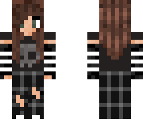 brown hair skull girl with striped gloves
