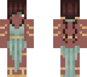 green and gold roman dress