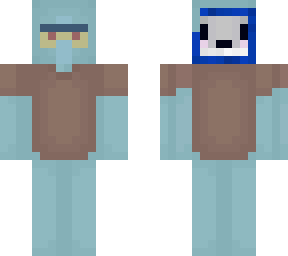 grey fox in squid ward suit