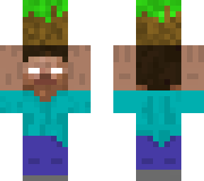 herobrine with a grass block