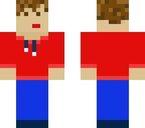 man with red hoodie and blue trousers