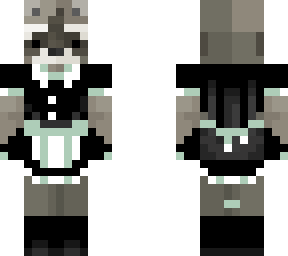 sage green raccoon maid outfit